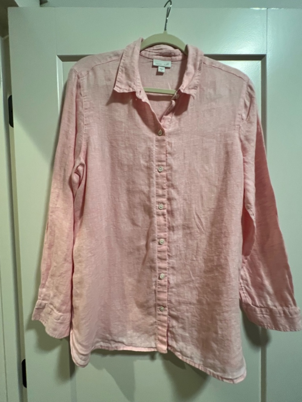 J. Jill Pink Linen Button-Down Shirt